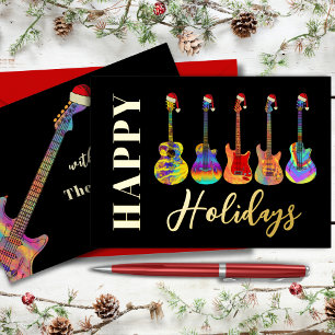 Carte De Vœux En Aluminium Musique Noël Guitare Joyeuses Fêtes Personnalisé O