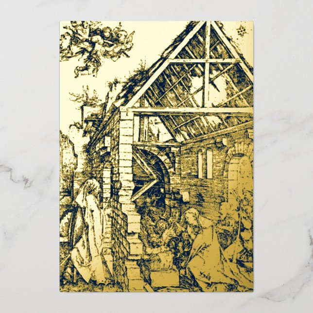 Carte De Vœux En Aluminium Nativité de Noël antique par Albrecht Dürer Imprim (Recto)