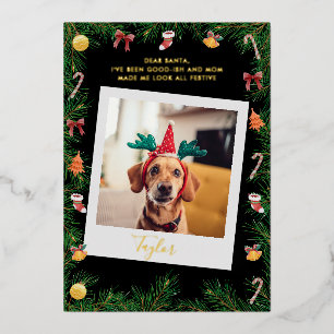 Carte De Vœux En Aluminium Naughty ou Nice Funny Pet Dog Custom Christmas