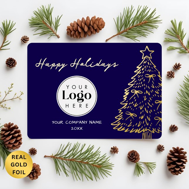 Carte De Vœux En Aluminium Navy Business Logo Christmas Thank You Foil Card (Créateur téléchargé)