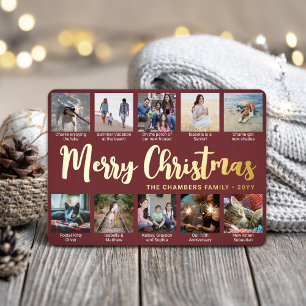 Carte De Vœux En Aluminium N'Importe Quel Texte 10 Photo Collage Bourgogne No