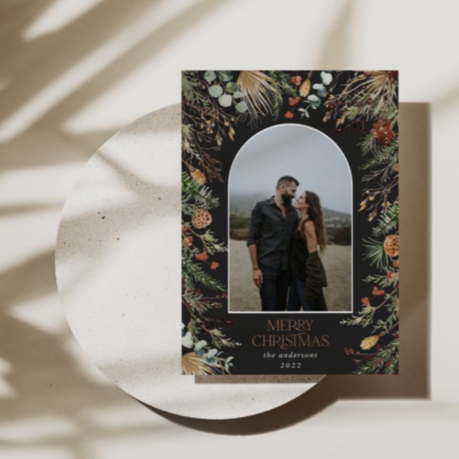 Carte De Vœux En Aluminium Noël 1 arche photo aquarelle botanique floral (Créateur téléchargé)