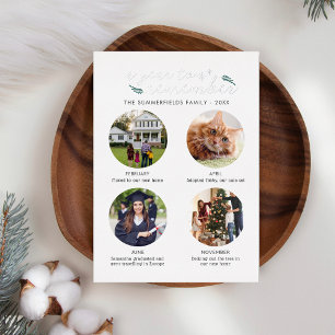 Carte De Vœux En Aluminium Noël 4 Photos Année en images Argent