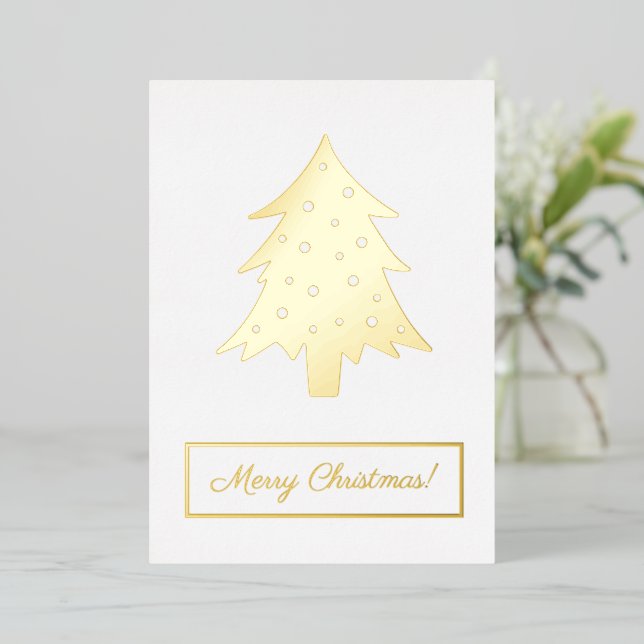 Carte De Vœux En Aluminium Noël Arbre Noël Fête avec tes mots (Debout devant)