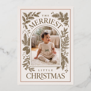 Carte De Vœux En Aluminium Noël Botanique Brun Vintage le Plus Joyeux