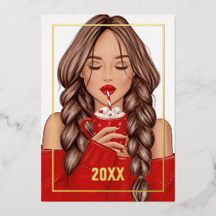 Carte De Vœux En Aluminium Noël Chocolat Chaud et Confortable