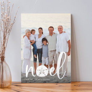 Carte De Vœux En Aluminium Noel côtier Silver photo de Noël vertical
