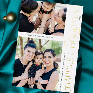 Carte De Vœux En Aluminium NOËL ÉLÉGANT Moderne 2 photo SECTION HAPPY OR