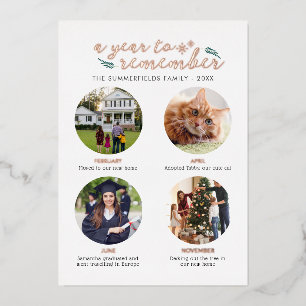 Carte De Vœux En Aluminium Noël en famille Année pour se souvenir de l'or Ros