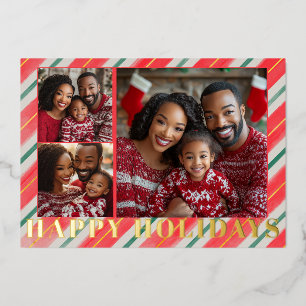 Carte De Vœux En Aluminium Noël en or embouti rayé