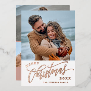 Carte De Vœux En Aluminium Noël étincelant 4 PHOTO Rose Gold