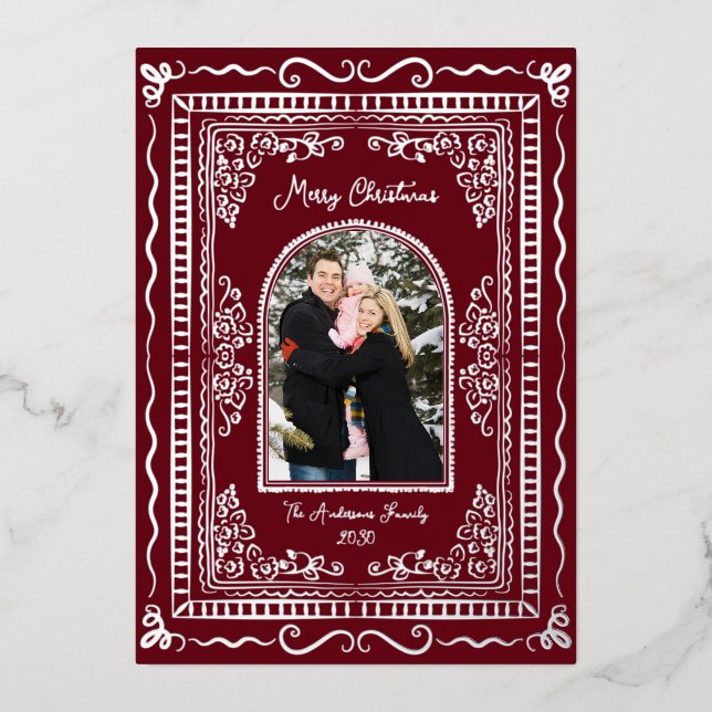 Carte De Vœux En Aluminium Noël Illustratif Fantaisiste Cinq Photo (Recto)