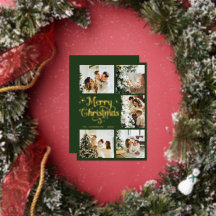 Noël joyeux vert et or élégant rétro pour la famil