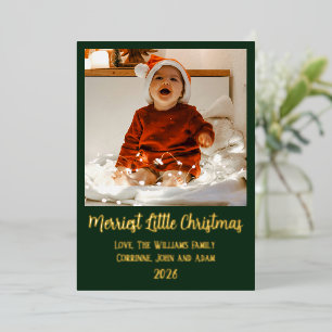 Carte De Vœux En Aluminium Noël le plus joyeux petit or feuille vert