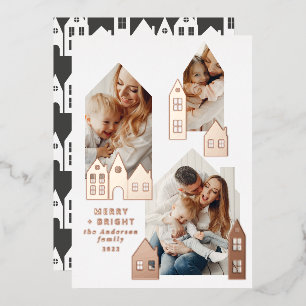 Carte De Vœux En Aluminium Noel moderne minimaliste maisons nordiques 3 photo