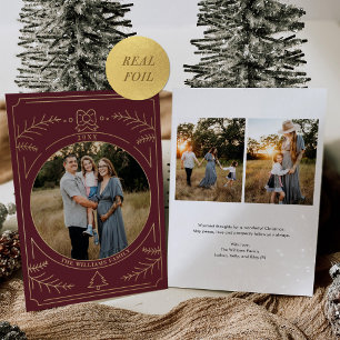 Carte De Vœux En Aluminium Noël Ornement Line Art Bourgogne Photo