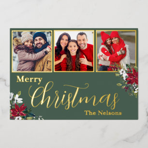 Carte De Vœux En Aluminium Noël personnalisé avec 3 photos