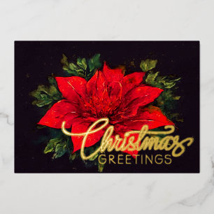 Carte De Vœux En Aluminium Noël poinsettia rouge aquarelle