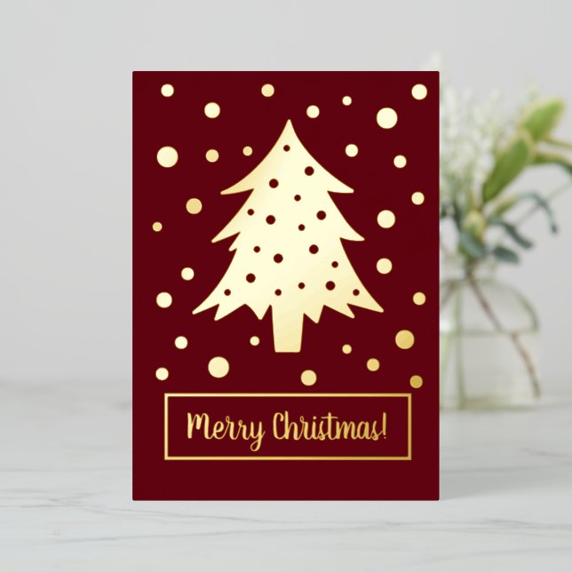 Carte De Vœux En Aluminium Noël Rouge Noël Arbre Noël Fête avec tes mots (Debout devant)