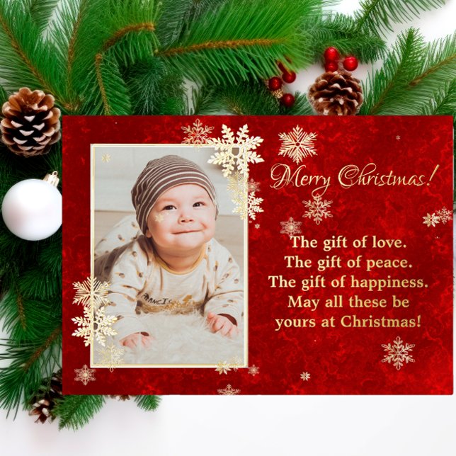 Carte De Vœux En Aluminium Noël snowflics voeux photo (Créateur téléchargé)