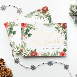 Carte De Vœux En Aluminium Noël vert joyeux Or