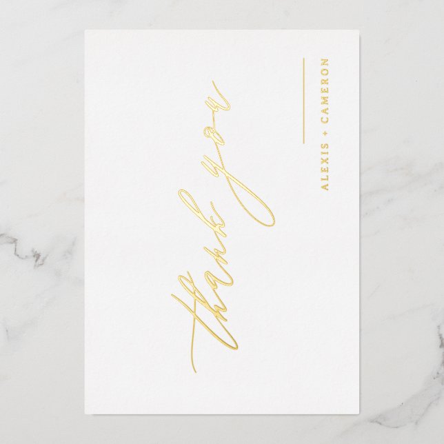 Carte De Vœux En Aluminium Noir manuscrite Calligraphie Mariage Merci (Recto)