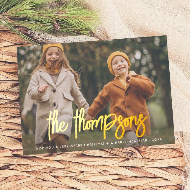 Carte De Vœux En Aluminium Nom de famille à la main 2 Photo Holiday (Créateur téléchargé)