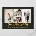 Carte De Vœux En Aluminium Nom de famille personnalisé 4 Photo Collage<br><div class="desc">Faites passer l'amour à ce carte photo de vacances personnalisé qui présente un collage photo et votre nom de famille. Ajoutez une photo et un texte supplémentaires à l'arrière. Pour customiser encore plus, cliquez sur "Editer à l'aide de l'outil de conception". Magasinez des cartes de fin de année et bien...</div>