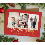 Carte De Vœux En Aluminium Nom de famille personnalisé 4 Photo Collage<br><div class="desc">Faites passer l'amour à ce carte photo de vacances personnalisé qui présente un collage photo et votre nom de famille. Ajoutez une photo et un texte supplémentaires à l'arrière. Pour customiser encore plus, cliquez sur "Editer à l'aide de l'outil de conception". Magasinez des cartes de fin de année et bien...</div>