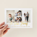 Carte De Vœux En Aluminium Nom de famille personnalisé 4 Photo Collage<br><div class="desc">Faites passer l'amour à ce carte photo de vacances personnalisé qui présente un collage photo et votre nom de famille. Ajoutez une photo et un texte supplémentaires à l'arrière. Pour customiser encore plus, cliquez sur "Editer à l'aide de l'outil de conception". Magasinez des cartes de fin de année et bien...</div>