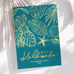 Carte De Vœux En Aluminium Non-Photo Mele Kalikimaka Noël Tropical