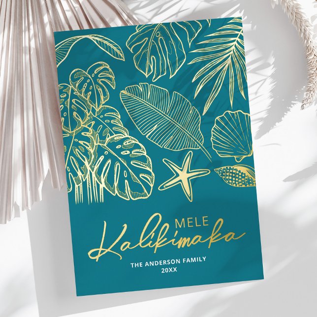 Carte De Vœux En Aluminium Non-Photo Mele Kalikimaka Tropical Christmas (Créateur téléchargé)