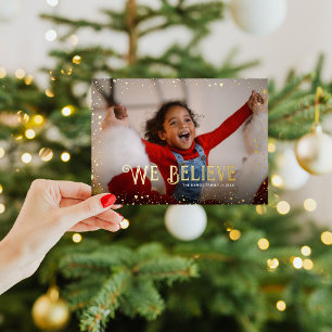 Carte De Vœux En Aluminium Nous croyons   Revêtement photo Gold Glitz
