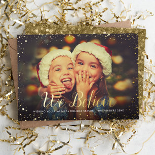 Carte De Vœux En Aluminium Nous croyons Superposition de photo Gold Glitz