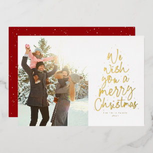 Carte De Vœux En Aluminium Nous vous souhaitons un joyeux Noël en or rouge ph