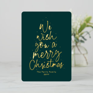 Carte De Vœux En Aluminium Nous vous souhaitons un Joyeux Noël or non photo