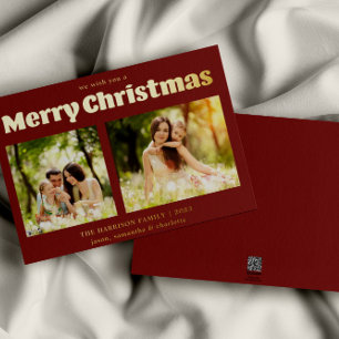 Carte De Vœux En Aluminium Nous vous souhaitons un joyeux Noël Photo de famil