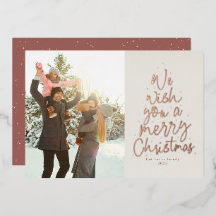 Carte De Vœux En Aluminium Nous vous souhaitons un joyeux Noël rose de type o