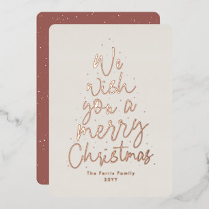 Carte De Vœux En Aluminium Nous vous souhaitons un Joyeux Noël rose or non ph