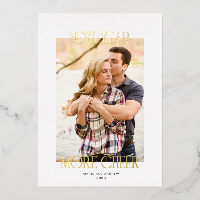 Carte De Vœux En Aluminium Nouvel An Plus de joie (Recto)