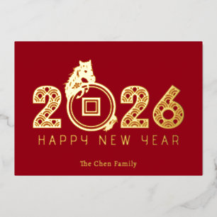 Carte De Vœux En Aluminium Nouvelle année lunaire chinoise moderne du cheval 