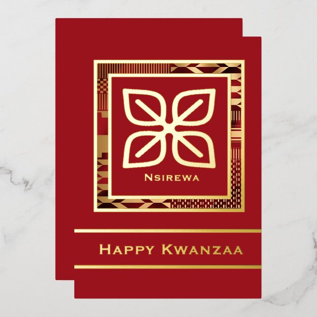 Carte De Vœux En Aluminium Nsirewa Happy Kwanzaa (Rouge) | Plan) (Recto/Verso)