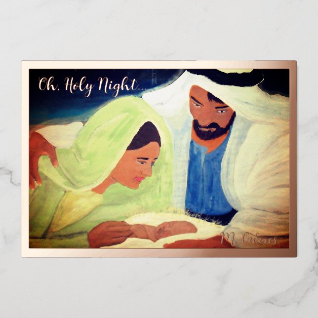 Carte De Vœux En Aluminium O Sainte Nuit  (Recto)