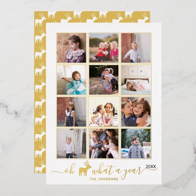 Carte De Vœux En Aluminium Oh cerf quelle année en revue photo collage (Recto/Verso)