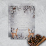 Carte De Vœux En Aluminium Oh Deer Rustic Winter Floral Joyeux Fhuile de Noël<br><div class="desc">Sweet "Oh Deer" thème "Joyeux Noël" d'hiver baies florales d'aquarelle et design feuille avec deux mignons petits cerfs regardant vos détails de salutation de chaque côté. Il est doté d'un véritable papier argenté. Veuillez noter que le texte du script ne peut être édité que par le concepteur. Veuillez m'envoyer un...</div>