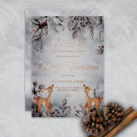 Carte De Vœux En Aluminium Oh Deer Rustic Winter Floral Joyeux Noël<br><div class="desc">Sweet "Oh Deer" thème "Joyeux Noël" d'hiver baies florales d'aquarelle et design feuille avec deux mignons petits cerfs regardant vos détails de salutation de chaque côté. Présente une feuille d'or rose. Veuillez noter que le texte du script ne peut être édité que par le concepteur. Veuillez m'envoyer un message si...</div>