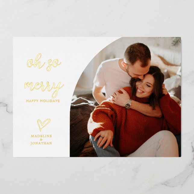 Carte De Vœux En Aluminium Oh So Joyeux Noël Rouge Diamant Or Photo (Recto)