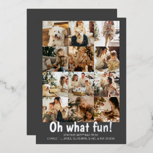 Carte De Vœux En Aluminium Oh What Fun 12 Photo Christmas Holiday Saison