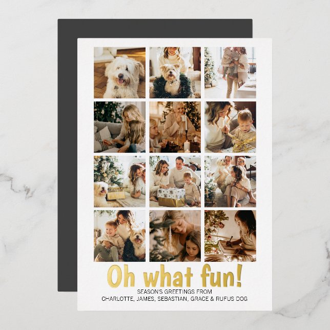 Carte De Vœux En Aluminium Oh What Fun 12 Photo Christmas Holiday Saison (Recto/Verso)
