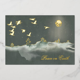 Carte De Vœux En Aluminium Oiseaux volants sereins et élégants au clair de lu